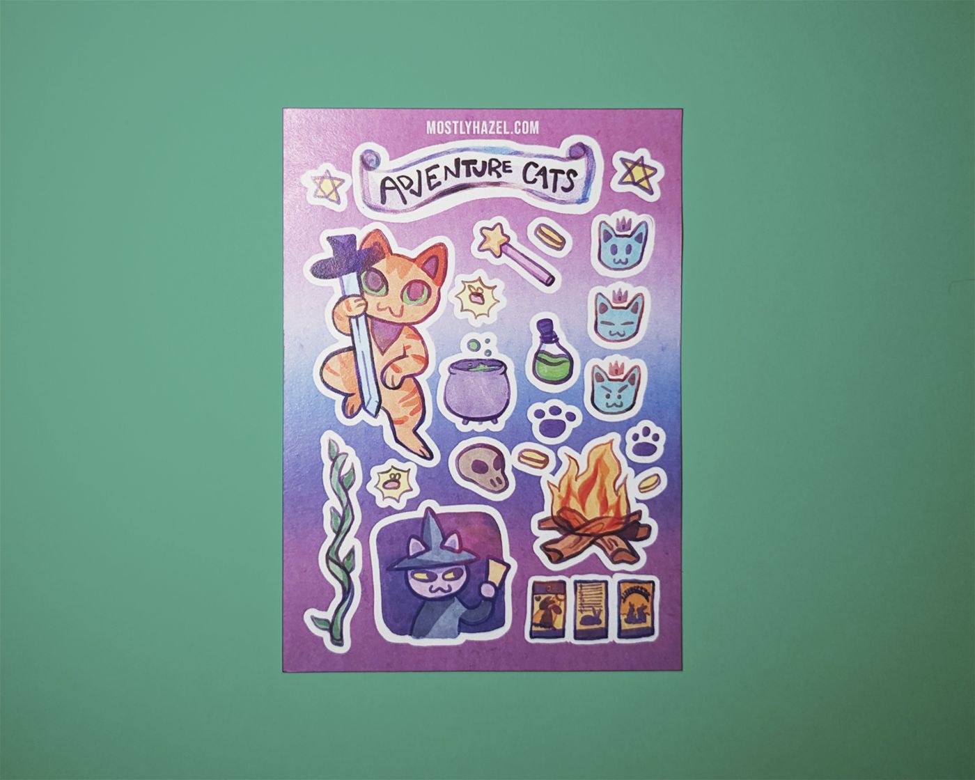 RPG Cats Washi Sticker Sheet | Image 1